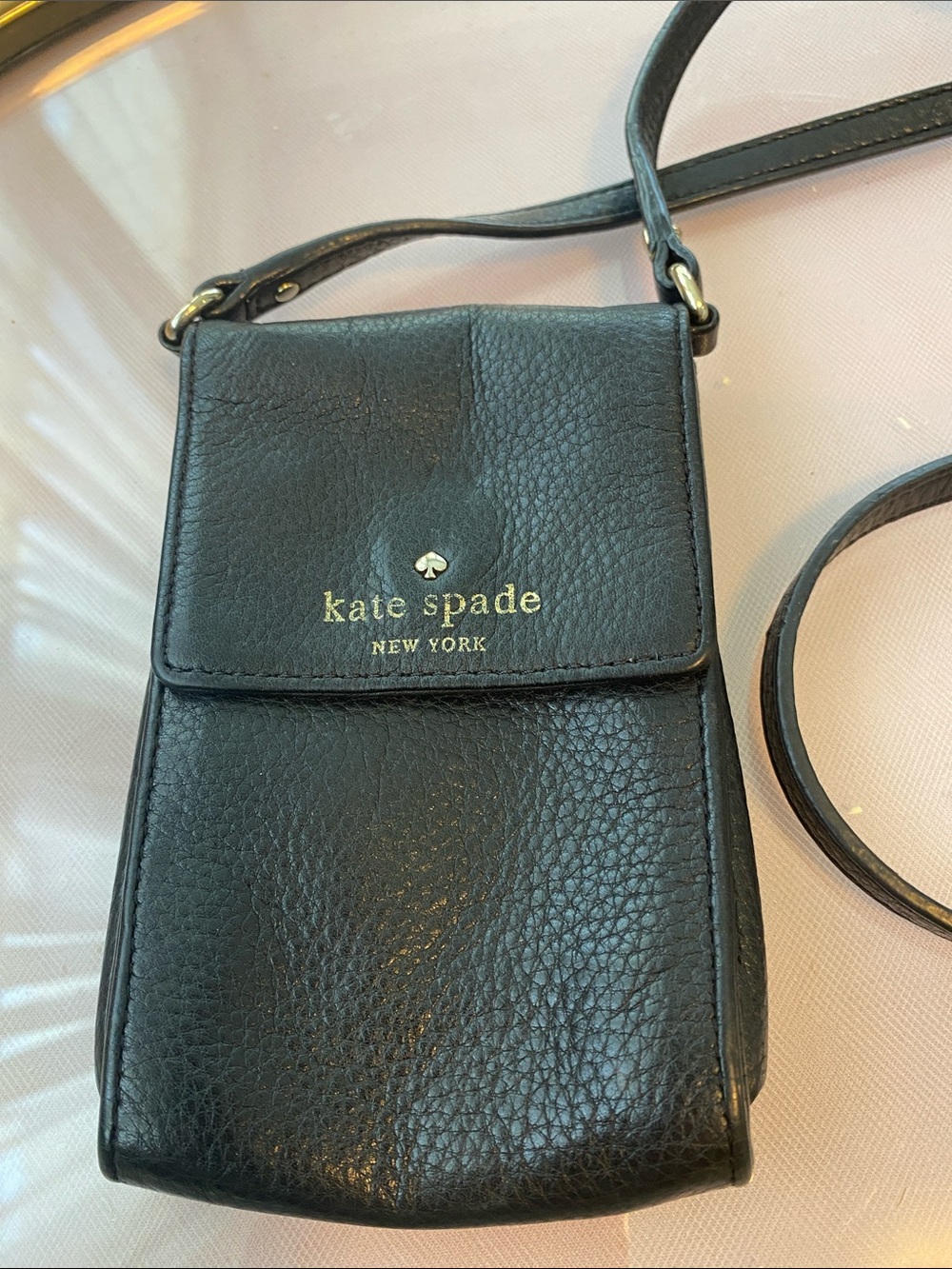 kate spade small Black Pebbled Leather Crossbody Pouch